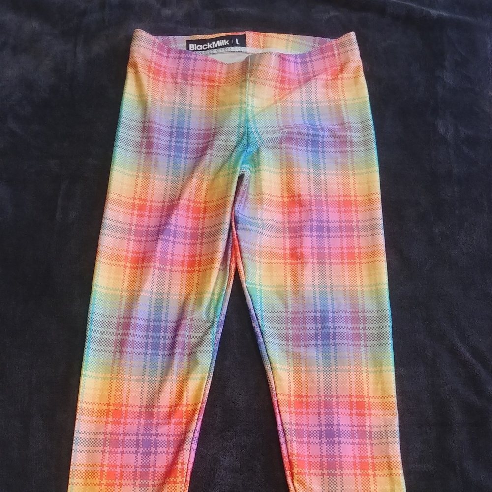 BlackMilk Rainbow Tartan Leggings L